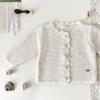 Preço de Liquidação, Sem Devoluções ou Trocas. Suéter Cardigan Gola Redonda para Bebê Menina Outono e Inverno Cutemily, Casaco Espessado Feito à Mão em Crochê