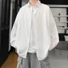Top de color liso otoño manga larga estilo coreano camisa para hombre blanca simple holgada chaqueta camisa casual