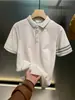 Polo de manga corta con solapa para hombre, camiseta de verano de moda, versión coreana, tendencia entallada, nueva camiseta combinable 2025