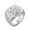 Anel Pixiu de Prata Cobre Estilo Família Vintage Implica Tesouro Auspicioso Anel Pixiu Largo Grande para Homens Anel de Dedo Aberto