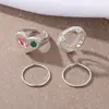 Anillo de Corazón de Metal con Circonita de Colores Transfronterizo para Mujer Estilo Ins Nicho de Gama Alta Set de Anillos Abiertos Ajustables