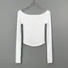 Moda Femenina Coreana Dongdaemun Versátil Sexy Femenino Estilo Puro Deseo Hombros Descubiertos Ajustado Corto Manga Larga Top