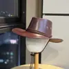 Sombrero de Vaquero Occidental de Cuero Estilo Americano Retro para Hombres y Mujeres, Sombrero de Sol de Ala Ancha para Viajes al Aire Libre de Pareja, Sombrero de Jazz para la Playa