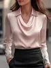 2026 Plataforma Independente Desejo Amazon Estilo Comércio Exterior Elegante Estampado Simples Gola Padre Cor Sólida Gola de Camisa Top Feminino