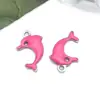 Versão Coreana Fofo Oceano Colorido Golfinho Aço Inoxidável Esmalte Acessórios de Joias Pingente DIY Colar Chaveiro Pingente