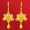 Brincos de Borla Pavão Banhados a Ouro Latão Estilo Étnico Feminino Brincos Vazados Brincos de Ouro Imitação Fornecimento Atacadista