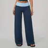 Pantalones deportivos de punto transfronterizos con cintura de color contrastante, casuales y de moda, control de abdomen, cintura alta, realce de glúteos, ligeramente acampanados, pantalones de yoga 9639