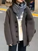 Cárdigan de Punto Holgado Color Sólido Cuello en V Estilo Coreano 2026 Otoño/Invierno Nuevo Versátil Casual Abrigo Suéter para Mujer