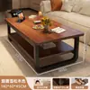 Mesa de centro para sala de estar, tamaño pequeño, de doble capa, simple, adecuada para apartamentos de alquiler, mesa de centro rectangular minimalista para dormitorio