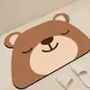 Alfombra de Piso de Baño de Barro de Diatomeas con Animales de Dibujos Animados, Alfombrilla Antideslizante Absorbente para Pies de Oso y Hipopótamo Lindos, Alfombra de Entrada de Baño
