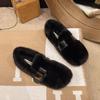 Sapatos Mary Jane Birkenstock Brancos com Pelo para Mulheres, Uso ao Ar Livre, Forrados com Lã, Pelo de Vison Quente, Novo Estilo Outono e Inverno 2026, Mocassins, Sapatos de Algodão