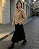 Estilo europeo y americano, talla grande, corte holgado, cárdigan de punto con cremallera para mujer, nueva colección otoño/invierno, grueso y suave, abrigo suéter casual