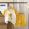 Conjunto Infantil de Verão de Algodão Puro de Manga Curta, Shorts de Meia Manga para Crianças Pequenas e Médias, Roupas de Verão para Meninos e Meninas, Conjunto de Duas Peças de Camiseta de Bebê
