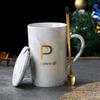 Caneca com Padrão de Mármore Caneca Simples para Casal Xícara de Café de Cerâmica Presente Acompanhamento Presente de Feriado Impressão de Logotipo