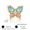 Aretes de acero de titanio con bola retorcida estilo coreano y mariposa micro pavimentada con circonita, multicolor, puño de oreja de nudo de mariposa, broquel para lóbulo