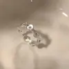 Anillo de Plata de Ley S925 Estrella Azul Diamante Azul Ola Cepillada Nicho para Mujer Lujo Ligero Combinable de Gama Alta Nueva Artesanía