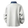 (Vendas Diretas de Fábrica M-8XL) Moletom de Gola Polo Pesado Estilo Americano Novo de Outono, Tamanho Grande Masculino com Caimento Solto, Falso Duas Peças