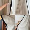 Cortinas Blackout Estilo Francés con Borde Negro, Color Crema Vintage, Chenilla Ligera, Lino, Algodón, para Sala de Estar y Dormitorio