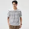 Ropa de Hombre Fengshe / Nueva Camisa de Manga Corta Verano 2026 Estilo Old Money Lyocell Camisa Polo Clásica de Rayas Manga Corta