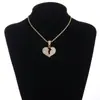 Colar Cubano cravejado de Diamantes para Homens e Mulheres Hip-hop Amor Costura Pingente Colar Tendência Diamante Presente