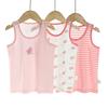 Y Chaleco de Tres Piezas para Niños Nuevos Chaleco de Algodón a Rayas con Estampado de Dibujos Animados Absorbente de Sudor y Transpirable Camiseta Interior para Bebé Niña