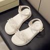 Sandalias de Cuña con Pedrería Verano 2025 Nuevas Zapatos Romanos de Mujer Estilo Hada Suela Gruesa Zapatos de Plataforma para Mujer