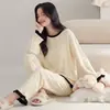 Pijama Nuevo de Algodón para Mujer, Manga Larga y Pantalón Largo para Primavera y Otoño, Se Puede Usar Afuera, Casual, Otoño e Invierno, Dulce Conjunto de Ropa para el Hogar para Mujer
