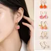 Aretes de Ágata Yanyuan Natural Ruyi, Hebilla de Paz Estilo Antiguo, Aretes Estilo Chino Nuevo, Aretes Estilo Nacional, Ganchos de Oreja de Flor de Rosa