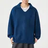 2025 Nuevo Otoño Juventud Hombres Deporte Holgado Sudadera Cuello Redondo Tejido Grueso Lavable a Máquina