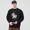 Suéter de Punto con Estampado Nuevo Otoño/Invierno 2026 para Hombre, Corte Holgado, Cuello Redondo, Rojo, Tallas Grandes, Top Suéter Versátil al por Mayor