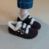 Mocasines de moda y únicos con hebilla para mujer, con tacón oculto, material de gamuza, forro de felpa para abrigar y estilo retro Birkenstock.