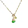 Nuevo Collar Estilo Chino Imitación Calcedonia Verde Calabaza Pequeña Borla Acero de Titanio para Mujer Incrustado con Zirconia Diamante Completa Cadena de Clavícula de Lujo