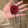 Flor de Cuello de Satén, el Mismo Estilo que el Gargantilla de Flor Tridimensional de la Bloguera Coreana, Accesorio de Collar de Flor de Rosa