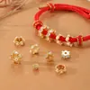 Jingde Jewelry contas separadoras de zircônia banhadas a ouro real com microincrustação, várias contas de diamante, peças separadoras de furo grande, acessórios para pulseira de pérola