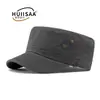 Gorra Plana de Algodón Lavado para Hombre, Gorra Militar Vintage Desgastada con Hebilla de Cobre de Estrella de Cinco Puntas, Gorra de Béisbol con Visera para Sol para Exteriores de Primavera y Otoño, Versátil