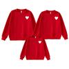 Sudadera Roja Ropa a Juego Familiar Otoño 2026 Nuevo Estilo para Familia de Tres o Cuatro con Estampado de Logo de Corazón Conjunto de Manga Larga Madre e Hija