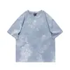 Camiseta de Algodón Puro Estilo Americano Tie-Dye Cuello Redondo Manga Corta Recta para Hombre, Verano Casual Holgada Versátil Top de Pareja Camiseta de Moda