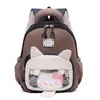 Moda Nueva Transfronteriza Color de Contraste Mochila Escolar de Jardín de Infancia Dibujo Animado Lindo Mochila Ligera Estampado de Gato Mochila para Estudiante