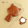 Espejo de Sándalo Tallado de Alta Calidad con Forma de Gato para Mujer, Espejo de Maquillaje Portátil Creativo, Espejo Redondo Pequeño al por Mayor