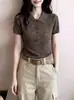 Novedad Verano 2026 Suéteres de Punto de Alta Gama Elegantes Tops de Moda Casual con Cuello Polo Ropa de Punto Camiseta para Mujer