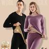 Traje de ropa interior térmica de seda de cachemira gruesa para pareja 260 hombres y mujeres de doble cara cepillado con forro polar ropa interior larga