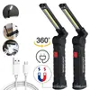 Luz de trabalho LED longa, flexível em 180 graus, luz de acampamento portátil com ímã, luz de inspeção recarregável, luz de emergência