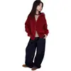 Cárdigan de punto para niña, nuevo estilo otoño 2026, top de punto de manga larga color vino tinto a la moda, prenda exterior, hace que la piel se vea más brillante