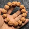 Pulseira Pequena de Noz Baoguwen Pulseira de Noz Pecan com Padrão de Cabeça de Pêssego Selvagem Natural para Homens e Mulheres Pulseira de Contas de Pêssego