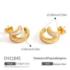 Brincos de Aço Inoxidável Pequenos Fragrância Camada Dupla Formato C Joia Única Luxo Acessível High-End Ouro 18K Brincos Elegantes para Mulheres