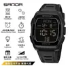 Reloj Sanda Fiesta de Estudiantes Pantalla Única Forma de Barril Multifunción Digital para Hombre Luminoso Resistente al Agua Deportivo Digital