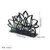 Creativo Soporte de Servilletas de Metal Hueco Hierro Forjado Tetera Forma de Flor de Loto Cubiertos Portarrollos de Papel Toalla Adorno de Almacenamiento para Mesa de Restaurante