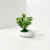 Micro-paisaje Simulación Planta Verde Planta en Maceta Estilo Nuevo Maceta Plana de Piedra Flor Artificial Adorno Decoración Sala de Estar del Hogar Bonsái Artificial