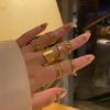 Anillo Abierto de Acero de Titanio Estilo Japonés y Coreano para Mujer Estilo Coreano Cool Retro Simple Oro de 18k Acero Inoxidable Joyería de Moda