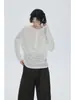 ANNACH Camiseta de Manga Longa com Gola Alta Henley e Pregas Artísticas Tridimensionais para Mulheres/Camisa Base Solta Amiga da Pele/Top